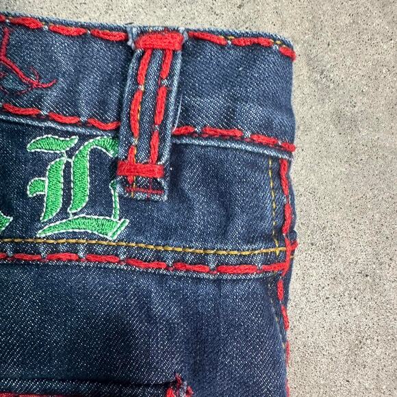 Vintage Y2K Blac Label Affliction Jorts Mens 38" Heavily Embroidered Jean Shorts - Picture 5 of 7